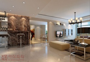 广州岭南新世界99平米三居室现代简约风格客厅