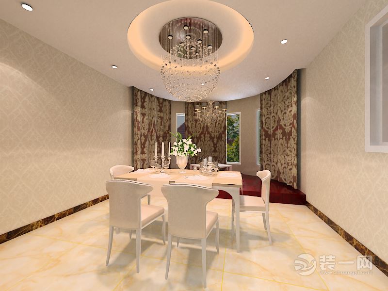 鸿坤凤凰城小区三居室新古典风格餐厅1