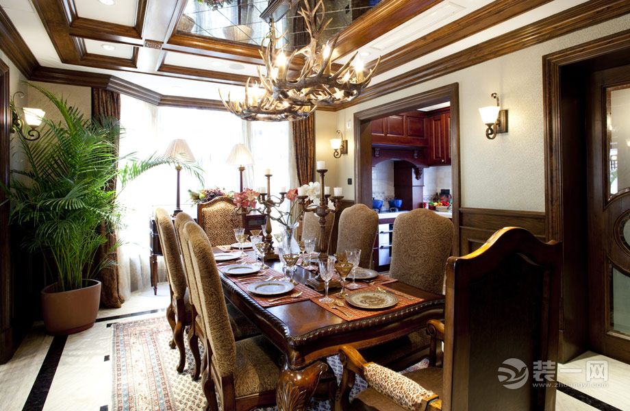 托斯卡纳 129平 三居室 造价15万 美式风格餐厅