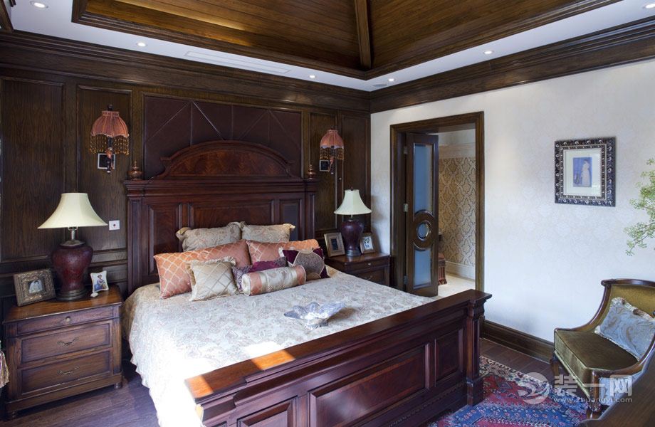 托斯卡纳 129平 三居室 造价15万 美式风格卧室