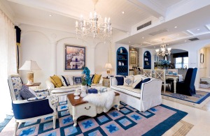 江河中央洋房 三居室 143平 造价15万 地中海风格