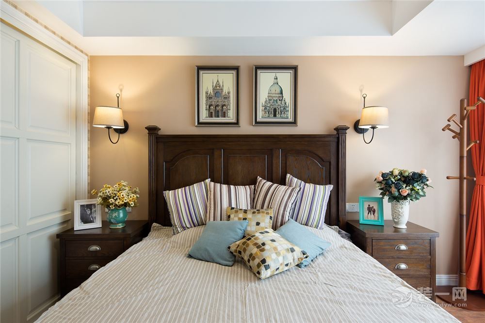 150平 三居室美式风格装修，卧室效果图