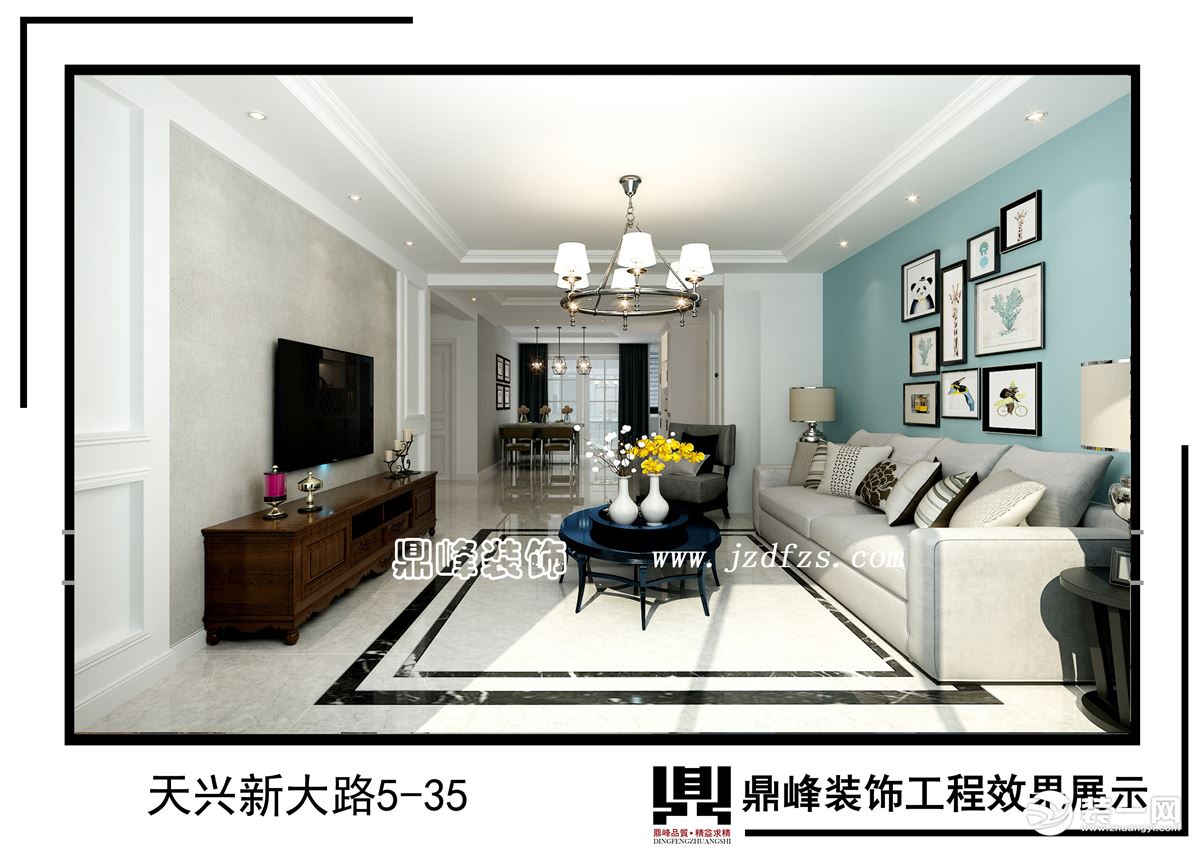客厅锦州天兴新大陆两居室107平现代风格装修