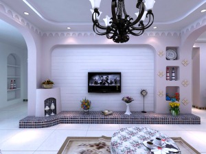 地中海风格三居室装修效果图客厅电视背景