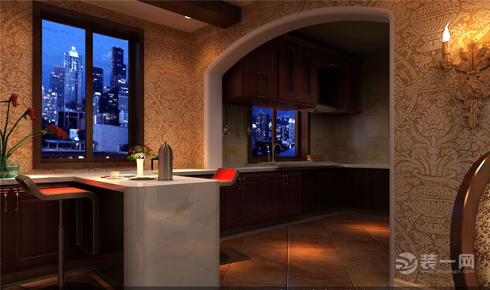 121平三居室美式风格厨房装修效果图