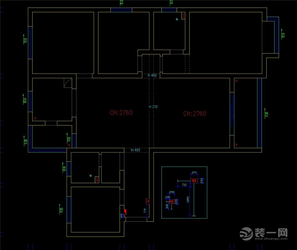 通和易居135㎡简欧风格原始户型图