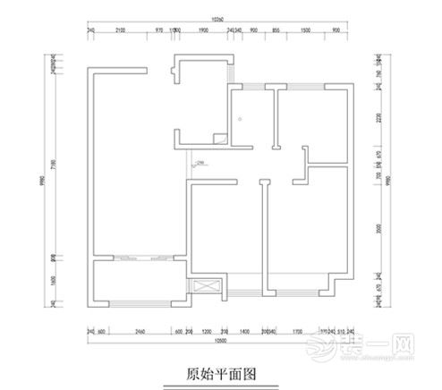 琥珀瑞安家园106㎡简欧风格原始户型图