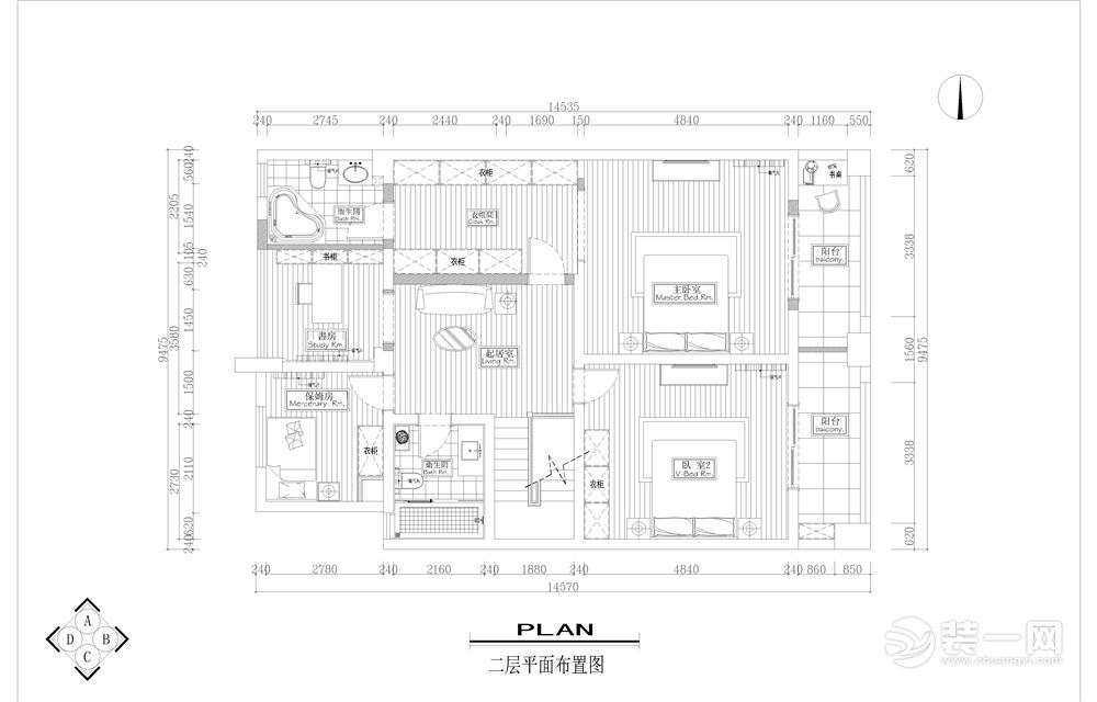 内森天墅210㎡现代简约风格二楼平面布置图