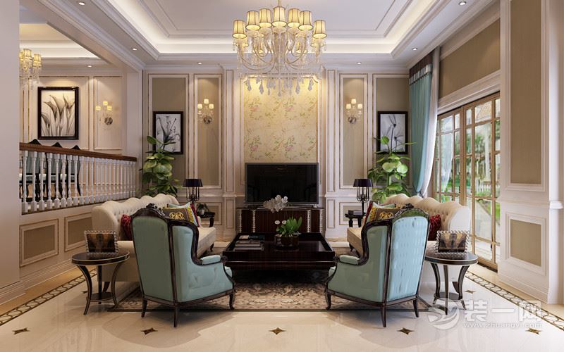 乔治庄园 280㎡法式风格二楼客厅装修效果图