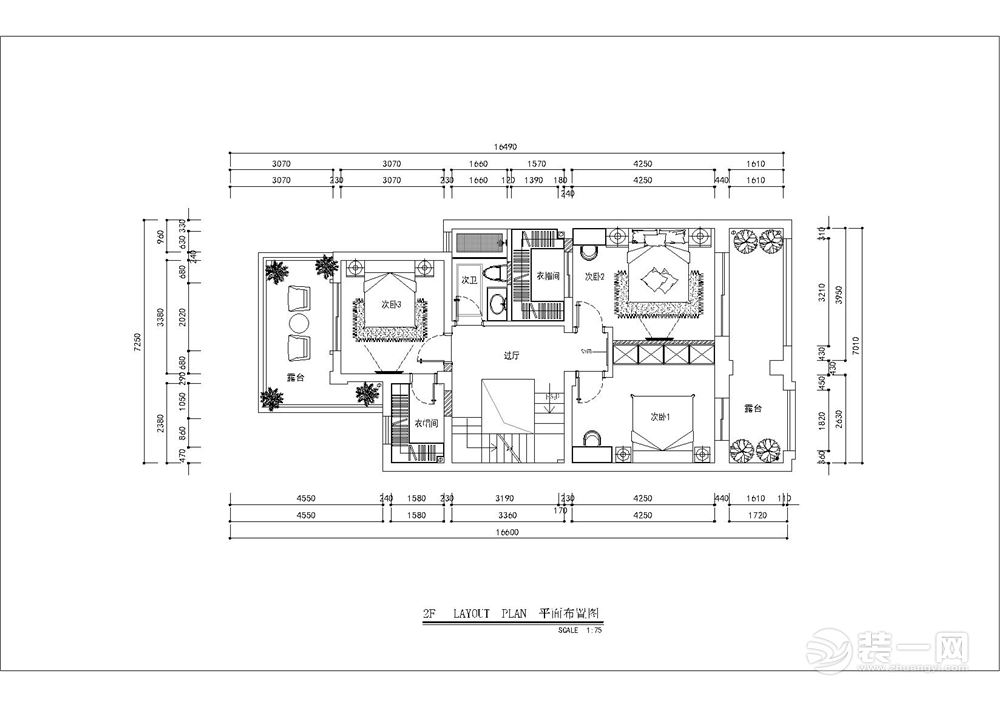 乔治庄园 280㎡法式风格二楼平面布局图