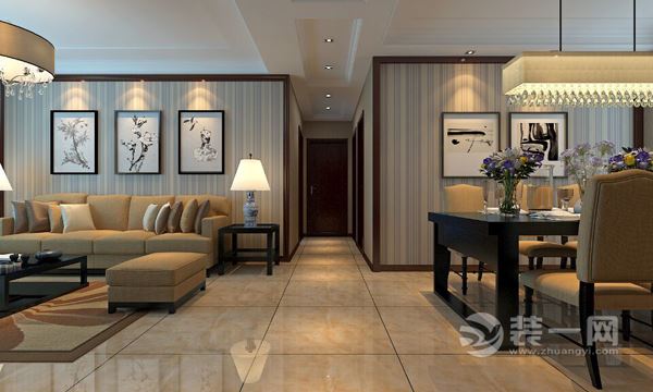 ​​【案例名称】合肥紫辰阁150㎡新中式风格走廊装修效果图