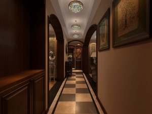 合肥万达广场102㎡欧式风格走廊装修效果图