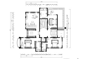 三層私人別墅混搭風格二層戶型設計圖