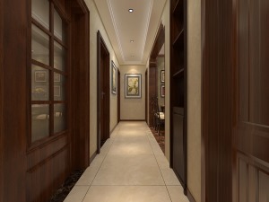 物资局宿舍106㎡美式风格走廊装修效果图