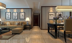 ​​【案例名称】合肥紫辰阁150㎡新中式风格走廊装修效果图