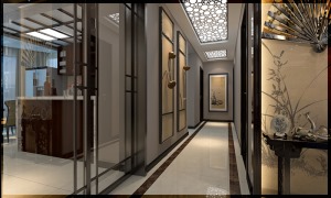 【乐屋装饰】合肥山水名城140㎡新中式风格走廊装修效果图