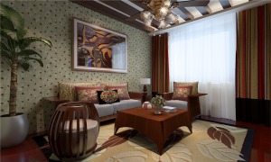 【乐屋装饰】合肥阳光公寓200㎡美式风格次客厅装修效果图