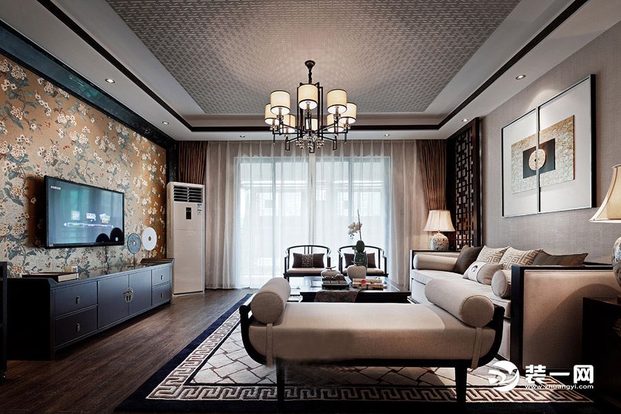 西安230平中式风格经典装修案例-客厅
