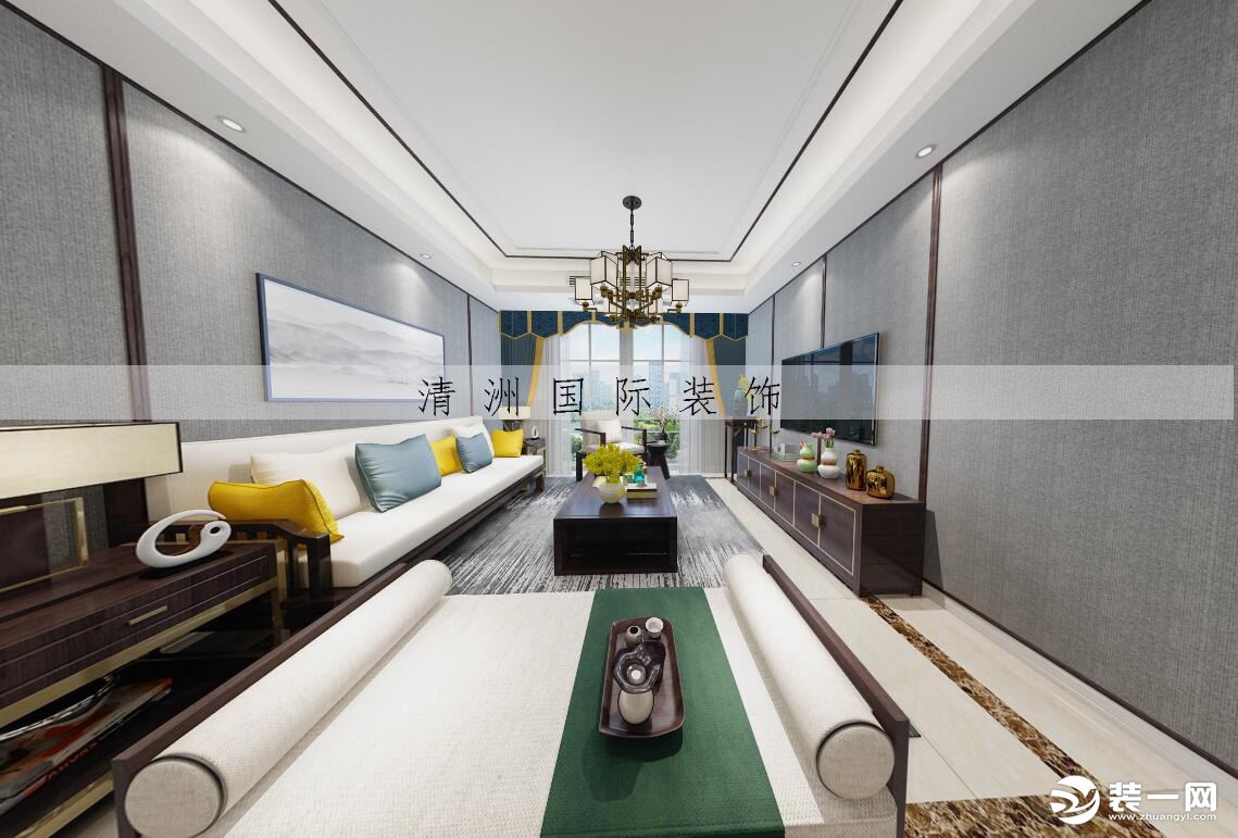 悦玲珑95㎡三居室新中式风格之客厅