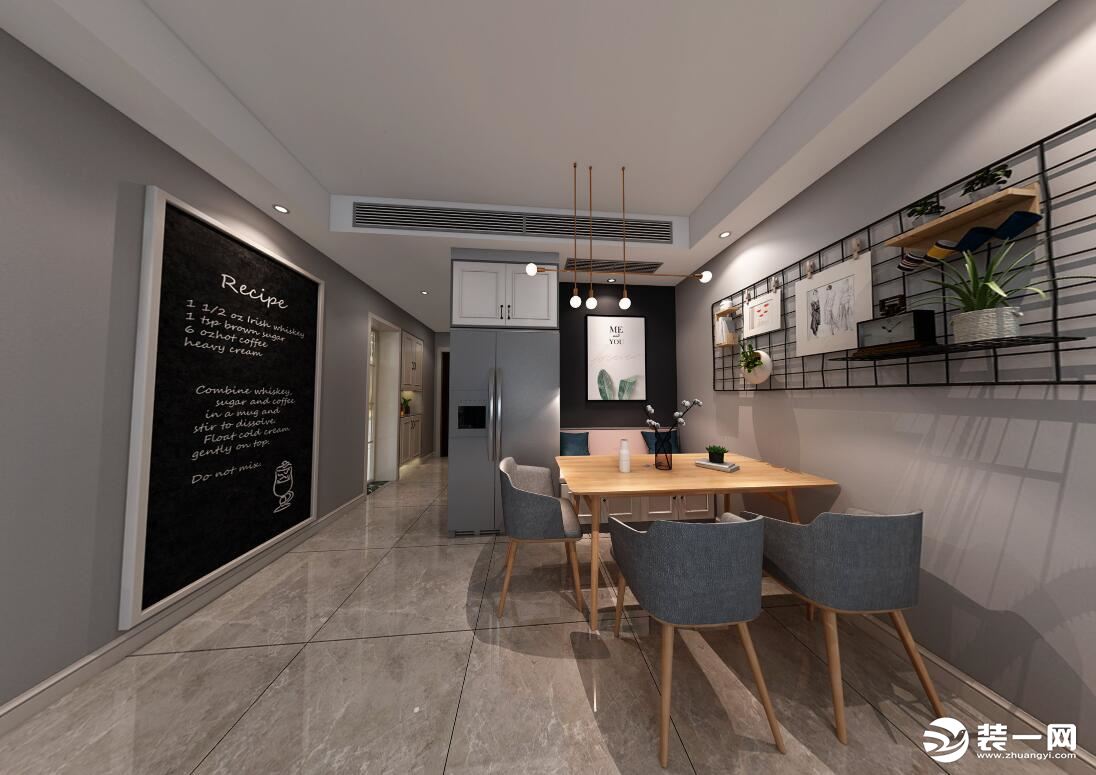 南山维拉100㎡三居室北欧风格效果图之餐厅