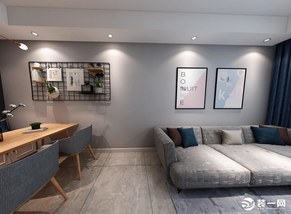 南山维拉100㎡三居室北欧风格效果图之沙发背景墙