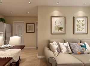 惠宇华庭81㎡两居室美式风格效果图之沙发背景墙