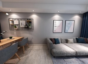 南山维拉100㎡三居室北欧风格效果图之沙发背景墙