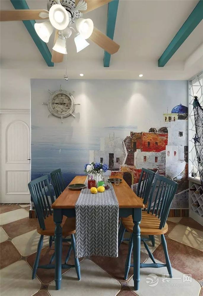 华庭装饰金地悦峰90平二居室地中海风格装修效果图餐厅