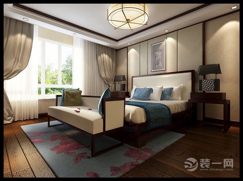 中式风格小户型卧室装修效果图