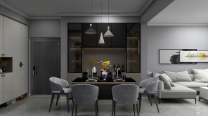 客餐厅一体的设计布局，让空间通透明净，便于一家人其乐融融的顺畅交流。