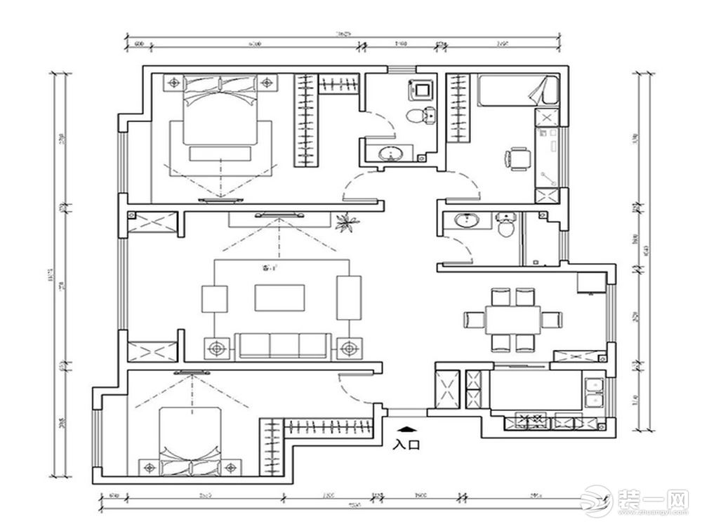 中海国际社区B3雍景郡140㎡简欧风格装修效果图|鲁公大宅装饰