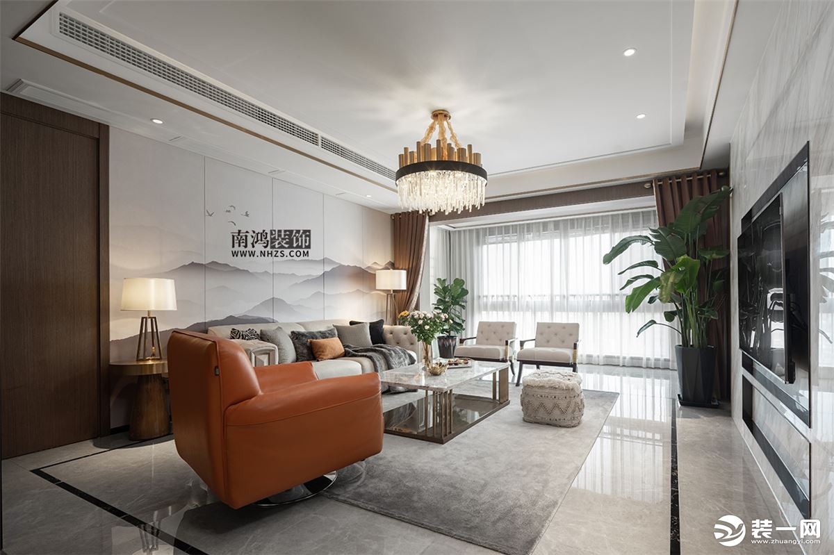 宁波银亿东岸198方现代轻奢风格客厅设计