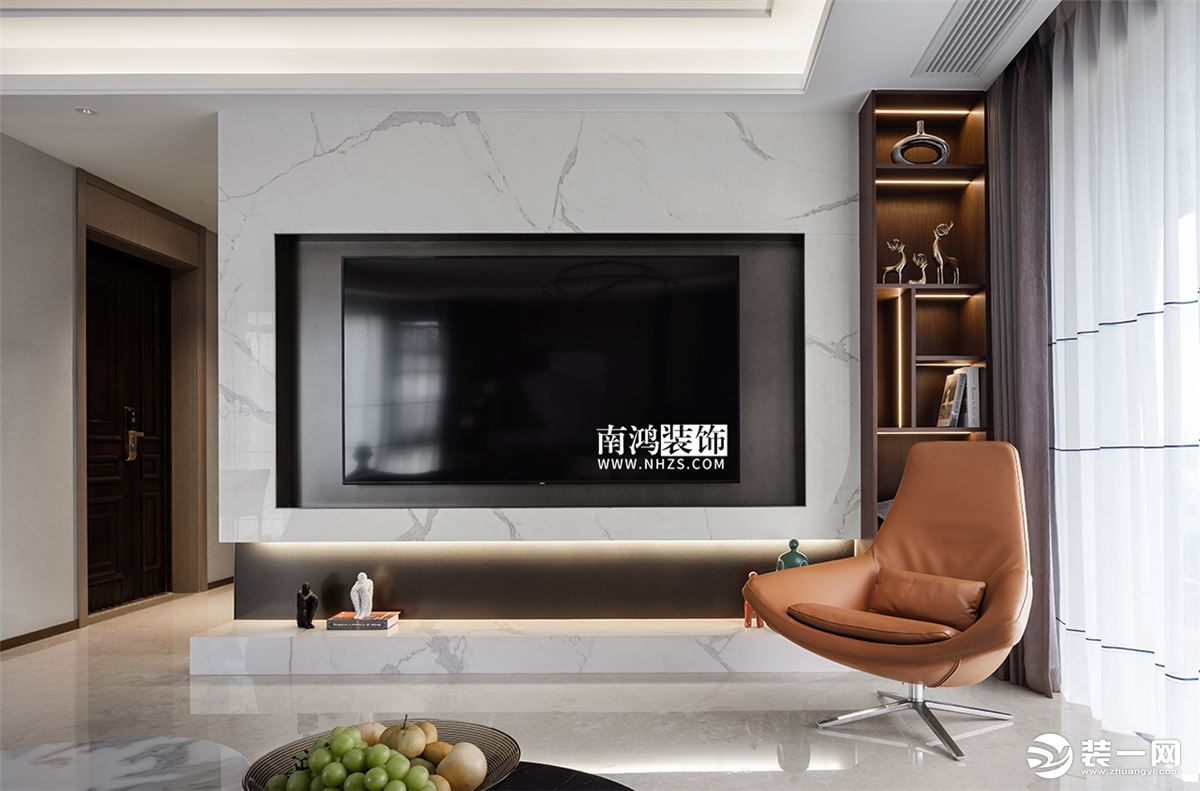 上湖城章156方现代轻奢风格客厅电视背景墙设计