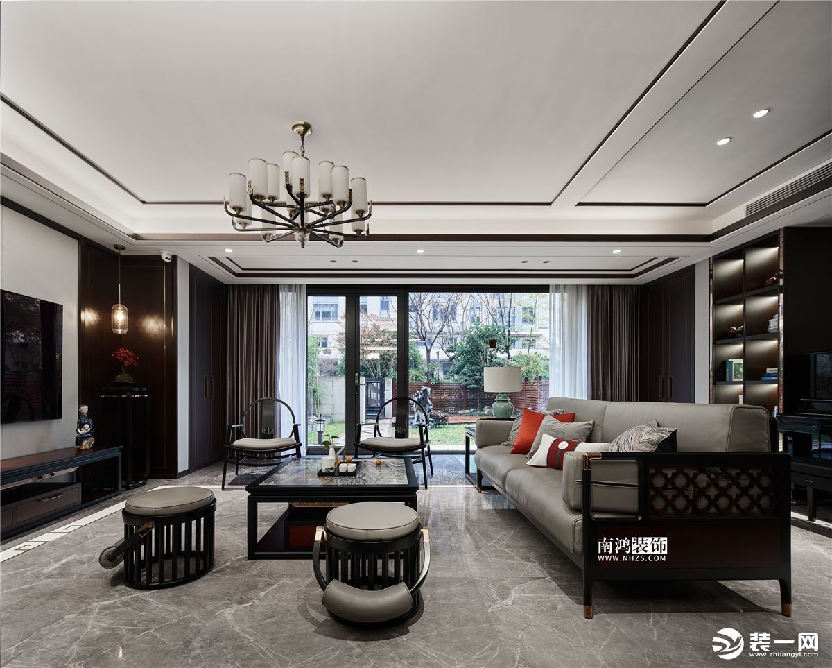 杭州公馆300方新中式风格客厅设计
