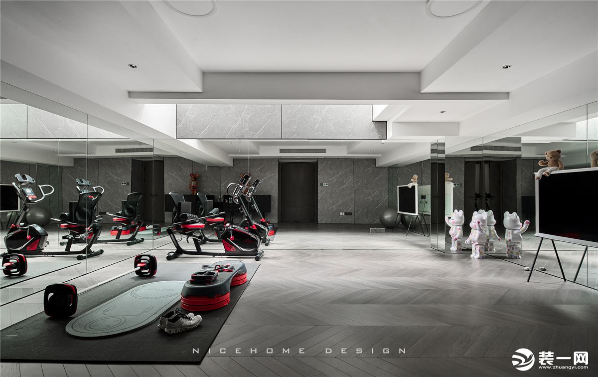 杭州公馆300方现代风格别墅 地下室（健身房）设计