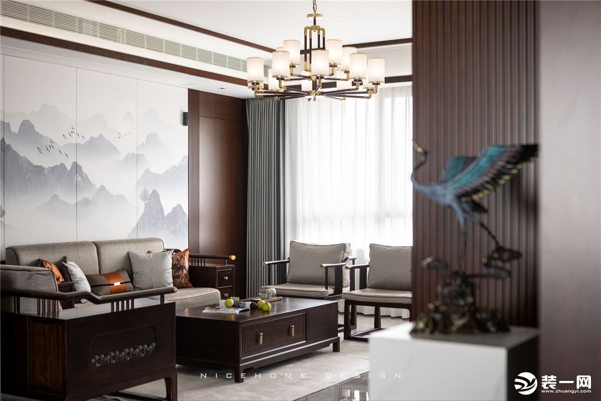 宁波苏园158方新中式风格 客厅设计