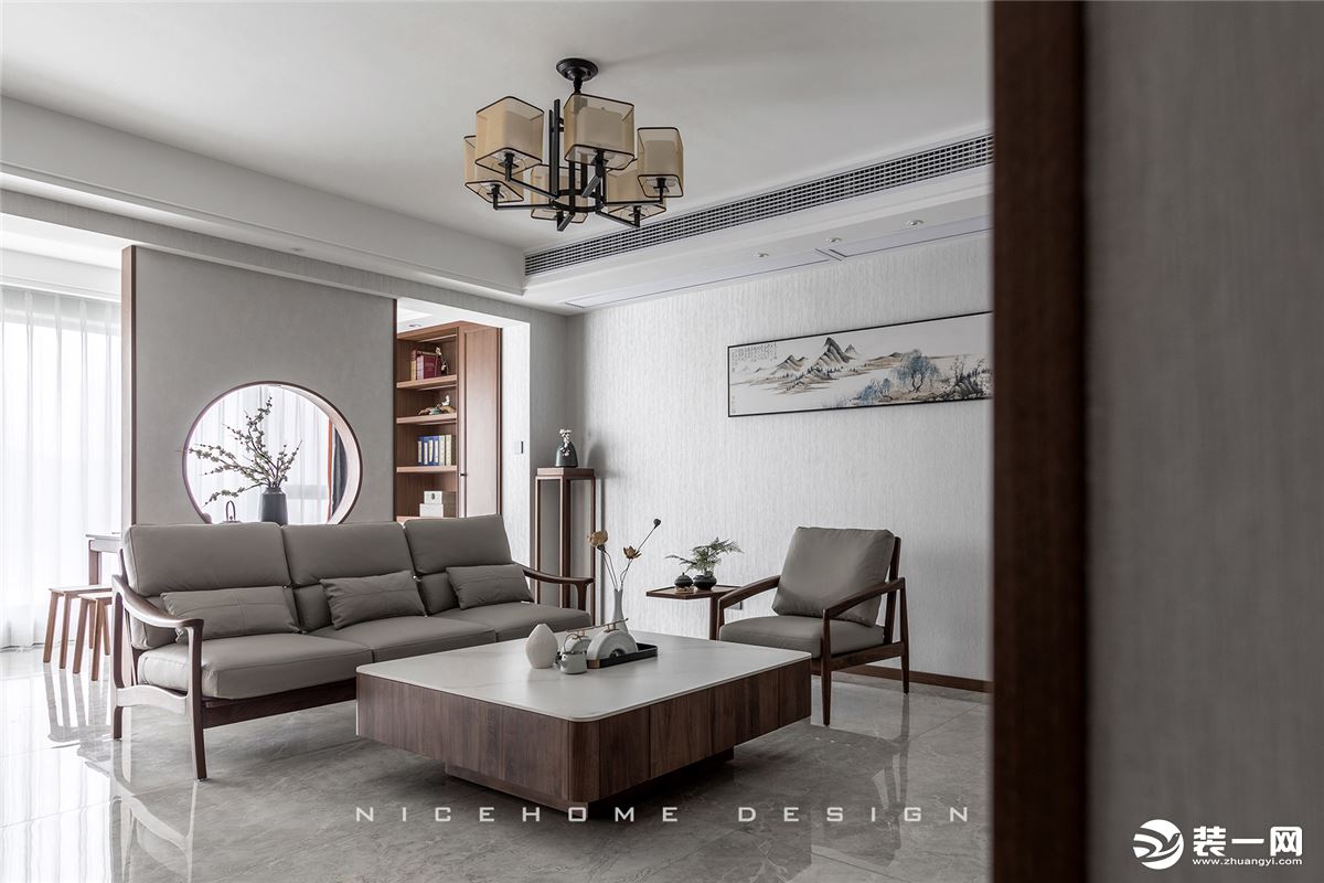 盛元慧谷150方新中式风格 客厅设计