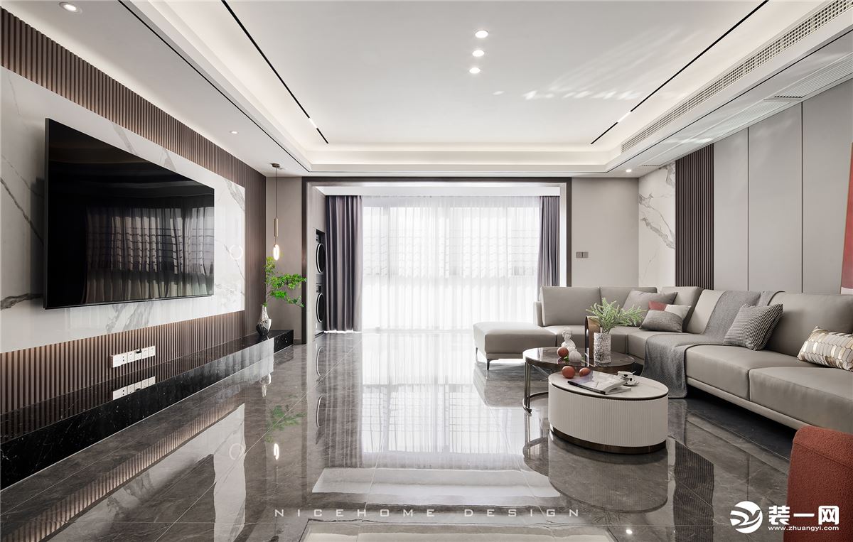 中国杭州 南江壹号300方大平层轻奢风格 客厅设计