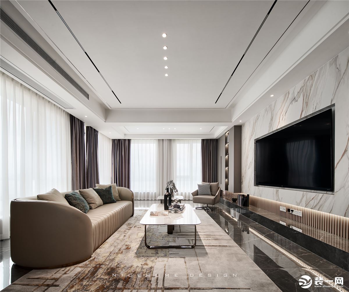 杭州相江公寓242方现代轻奢风格 客厅设计