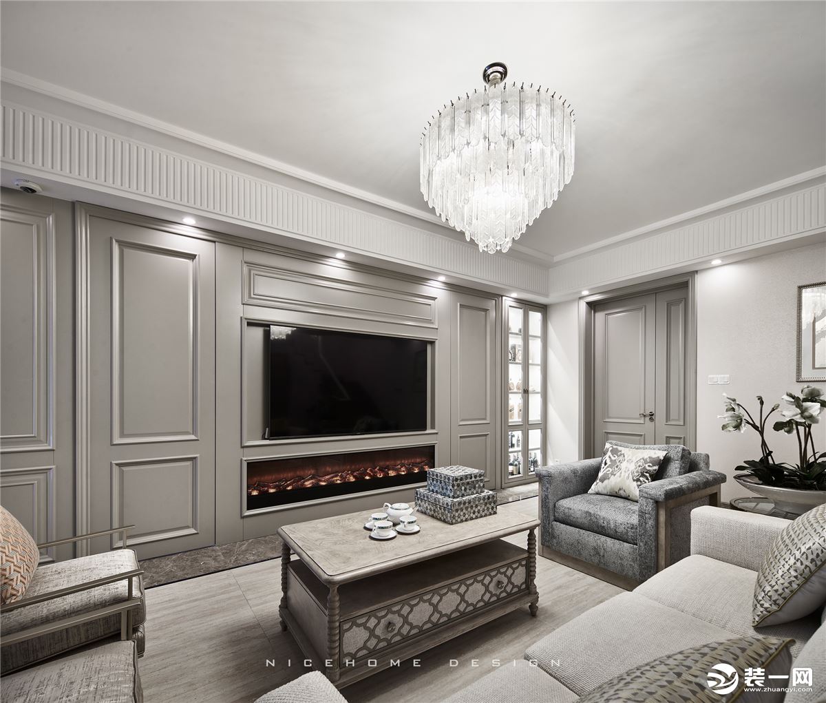 杭州钱塘大观550方现代美式风格 客厅设计