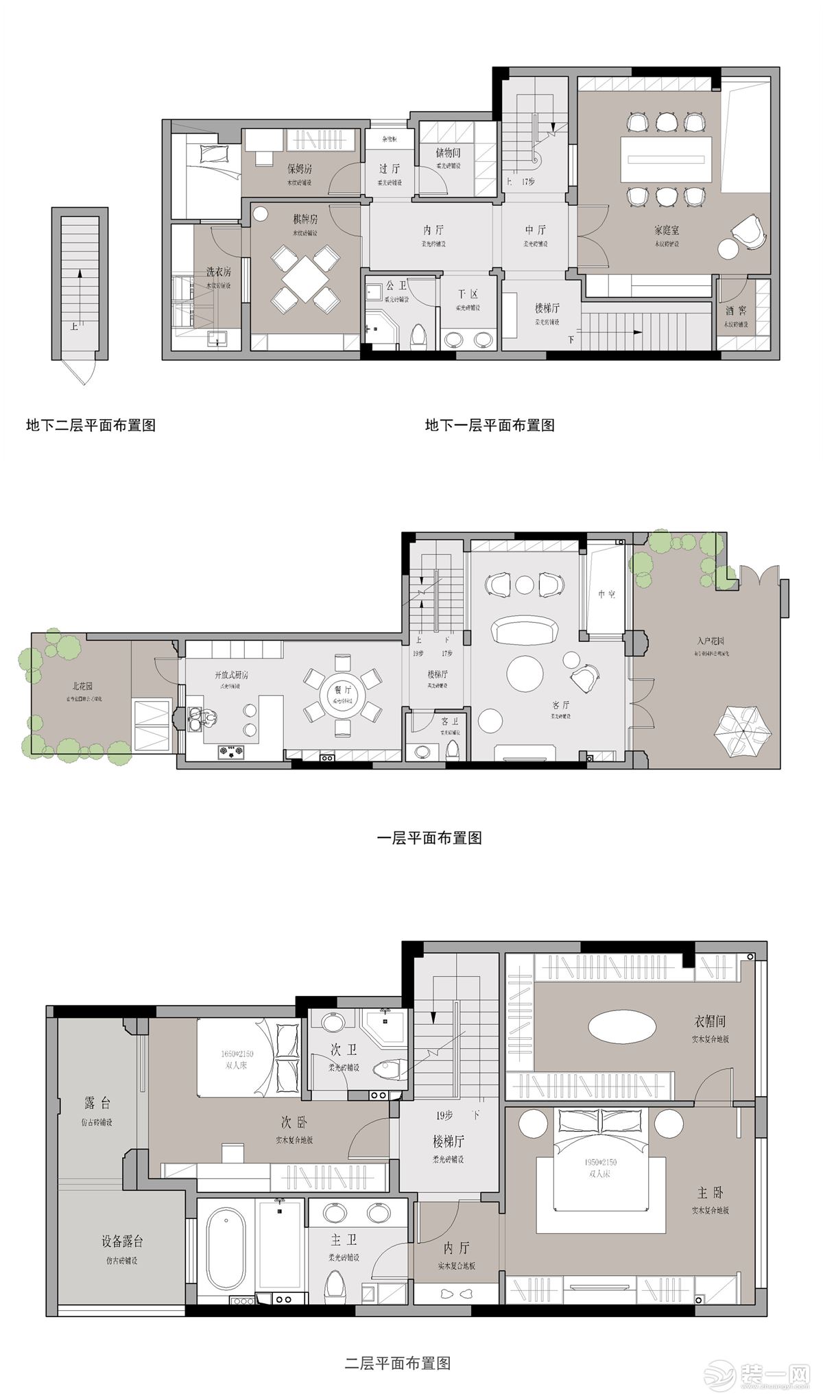杭州公馆300方个性混搭 平面方案图