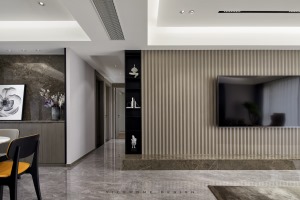 姚江湾139方现代简约风格客厅电视背景墙设计