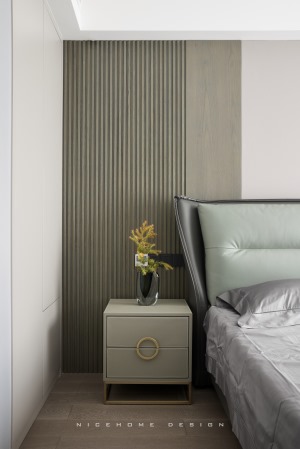 望江府129方现代简约风格 卧室床头背景墙设计