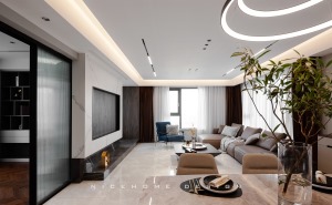 龙湖滟澜山181方现代轻奢风格 客厅设计