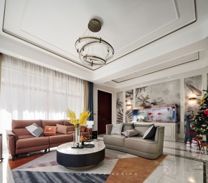 华景湾300方现代轻奢风格 客厅设计