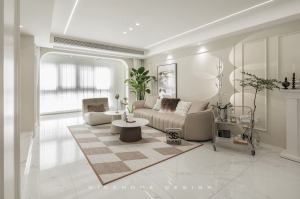 锦绣嘉苑130方现代轻法式风格 客厅设计