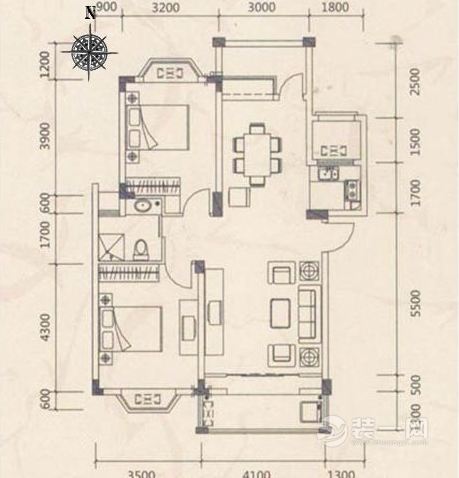 南昌象湖主题公园103平米三居室地中海风格