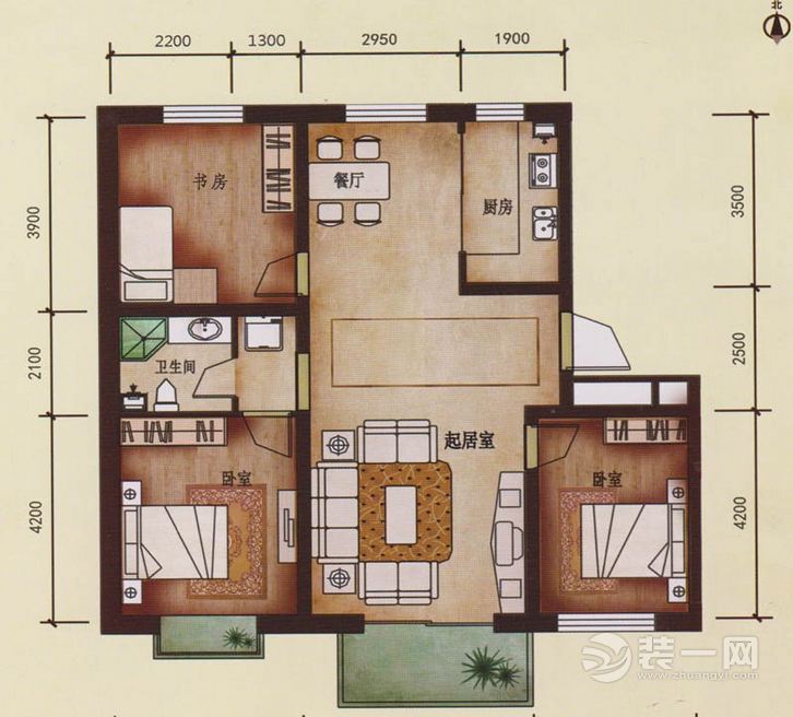 南昌文苑华庭145平米三居室美式风格