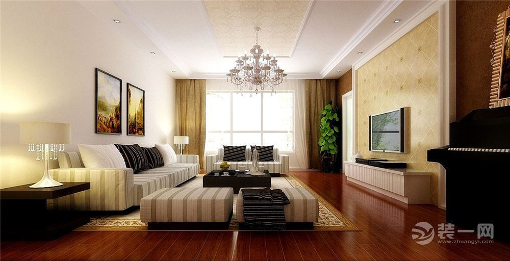 苏州尚林华庭135平三居室简欧风格装修客厅效果图