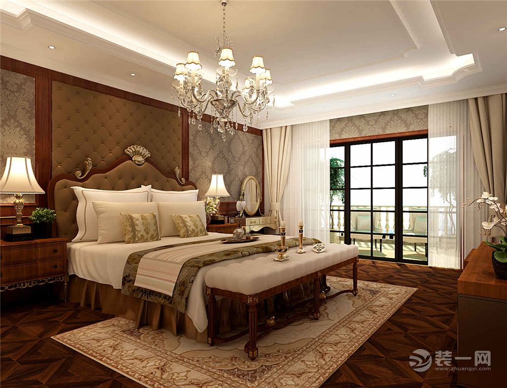 托斯卡纳 360平 别墅 造价60万 欧式新古典风格2层主卧